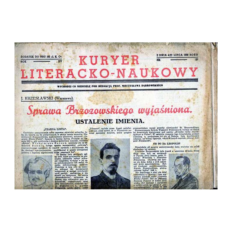 Kuryer Literacko-Naukowy. R.15 (1938). Nr 27 (4 lipca 1938)
