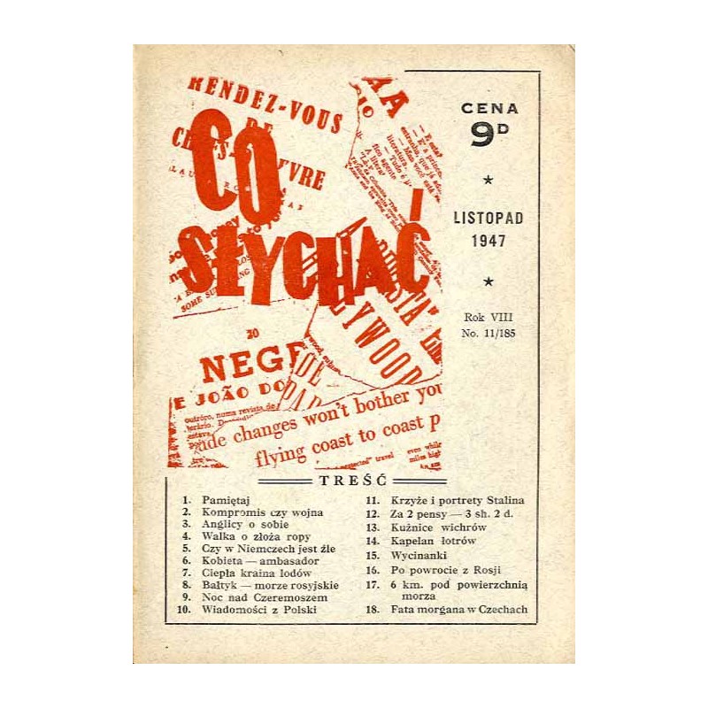 Co Słychać. Jedyny polski miesięcznik rozmaitości. R.8 (1947). Nr 11/185 (Listopad 1947)