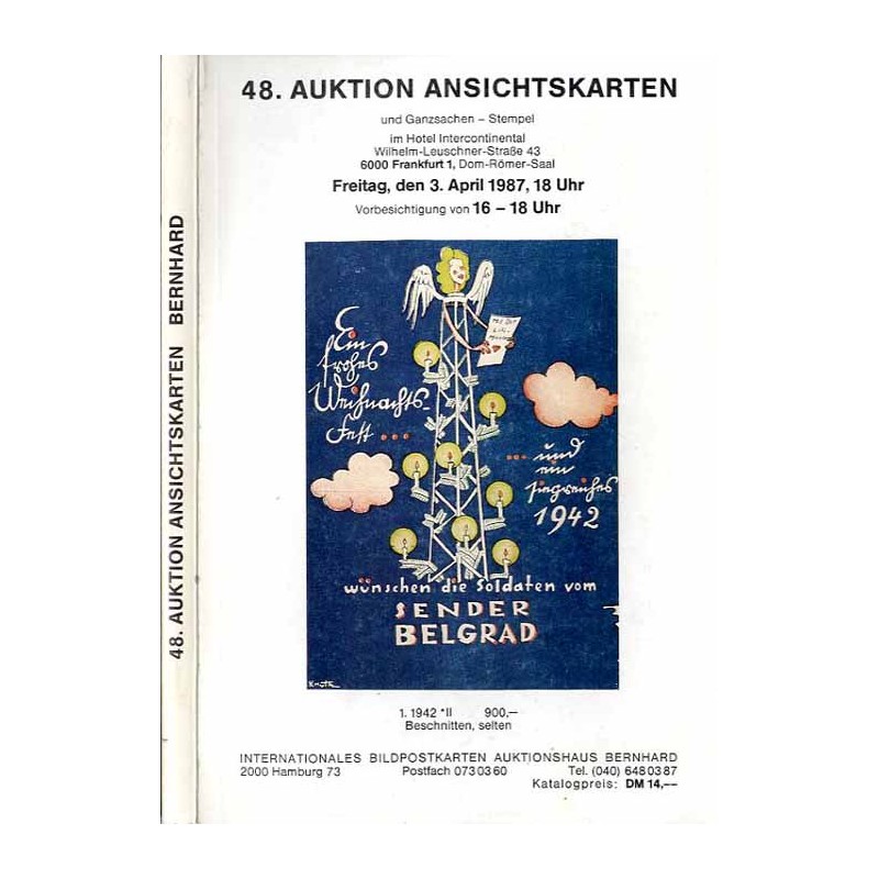 [Martin Bernhard] 48. Auktion Ansichtskarten und Ganzsachen - Stempel im Hotel Intercontinental, 6000 Frankfurt 1, Dom-Römer-Saa