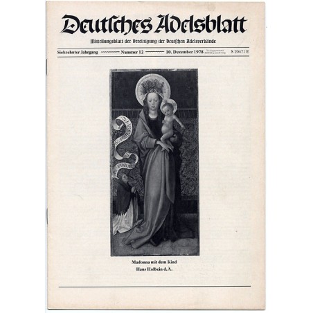 Deutsches Adelsblatt. 17. Jahrgang (1978). Nr 12 (10 XII 1978) [Madonna mit dem Kind, Hans Holbein d.Ä]