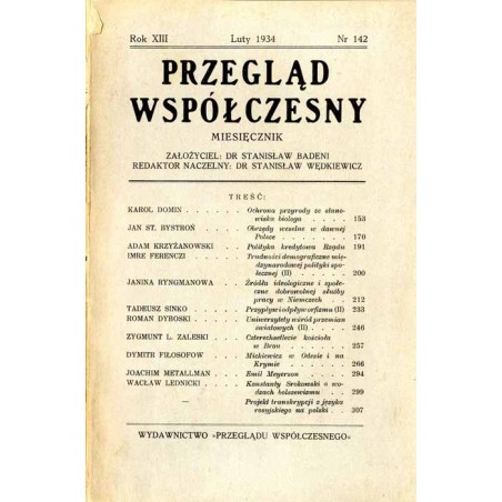 Przegląd Współczesny. Miesięcznik. R.13 (1934). Nr 142 (luty 1934)