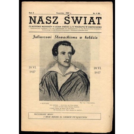 Nasz Świat. Czasopismo młodzieży II Liceum Ogóln. im. R. Traugutta w Częstochowie. R.2 (1957). Nr 4 (8) (Czerwiec 1957)