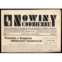 Nowiny Codzienne. Pismo poświęcone sprawom ludu polskiego na Śląsku Opolskim. R.24 (1934). Nr 205 (9 września 1934)
