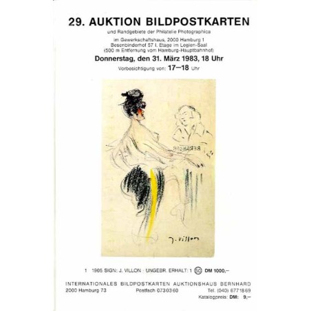 [Martin Bernhard] 29. Auktion Bildpostkarten und Randgebiete der Philatelie Photographica im Gewerkschaftshaus, 2000 Hamburg 1.