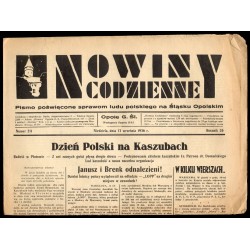 Nowiny Codzienne. Pismo poświęcone sprawom ludu polskiego na Śląsku Opolskim. R.26 (1936). Nr 211 (13 września 1936)