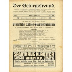 Der Gebirgsfreund. Zeitschrift des Oesterreichischen Gebirgsvereins. 26. Jahrgang (1915). Hefte 1-8 (I-XI 1915) [komplet]
