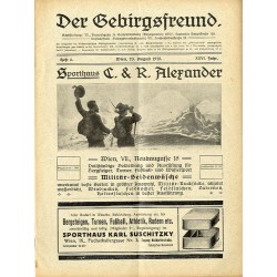 Der Gebirgsfreund. Zeitschrift des Oesterreichischen Gebirgsvereins. 26. Jahrgang (1915). Hefte 1-8 (I-XI 1915) [komplet]