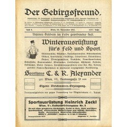 Der Gebirgsfreund. Zeitschrift des Oesterreichischen Gebirgsvereins. 26. Jahrgang (1915). Hefte 1-8 (I-XI 1915) [komplet]