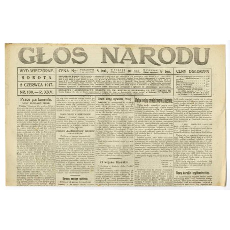 Głos Narodu. R.25 (1917). Nr 130 (2 czerwca 1917). Wydanie wieczorne