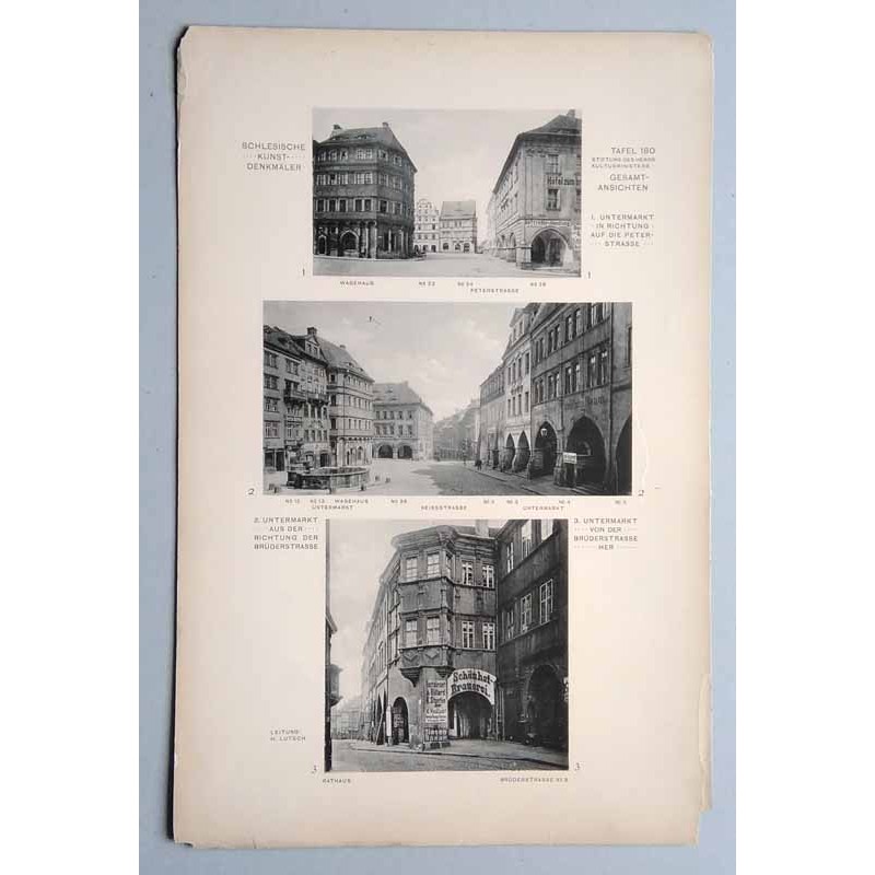 Bilderwerk schlesischer Kunstdenkmäler. Mappe III: Gesamtansichten. Tafel 180: Görlitz [Niemcy]. 1: Untermarkt in Richtung auf d
