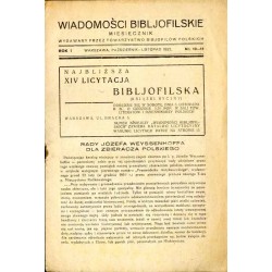 Wiadomości Bibljofilskie. Miesięcznik wydawany przez Towarzystwo Bibjofilów Polskich. R.1 (1932). Nr 10-11 (październik-listopad