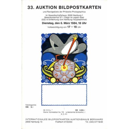 [Martin Bernhard] 33. Auktion Bildpostkarten und Randgebiete der Philatelie Photographica im Gewerkschaftshaus, 2000 Hamburg 1.
