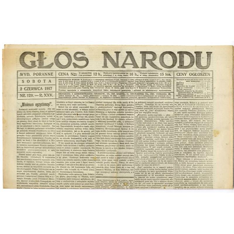 Głos Narodu. R.25 (1917). Nr 129 (2 czerwca 1917). Wydanie poranne