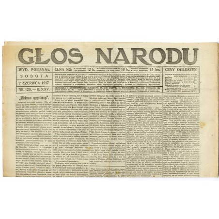 Głos Narodu. R.25 (1917). Nr 129 (2 czerwca 1917). Wydanie poranne