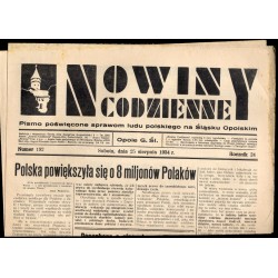 Nowiny Codzienne. Pismo poświęcone sprawom ludu polskiego na Śląsku Opolskim. R.24 (1934). Nr 192 (25 sierpnia 1934)