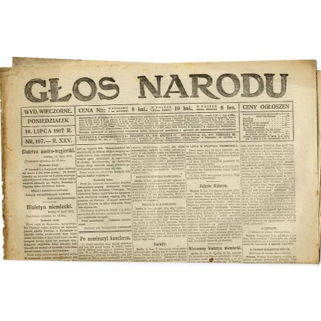 Głos Narodu. R.25 (1917). Nr 167 (16 lipca 1917). Wydanie wieczorne