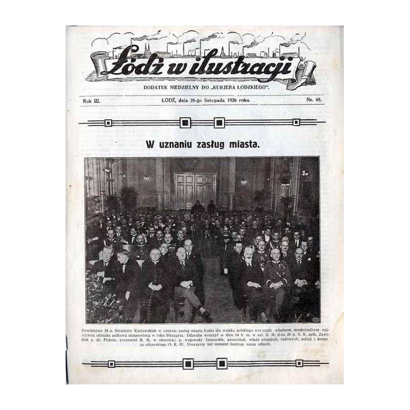 Łódź w Ilustracji. Dodatek niedzielny do "Kurjera Łódzkiego". R.3 (1926). Nr 48 (28 listopada 1926)