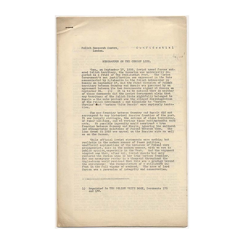 Memorandum on The Curzon Line