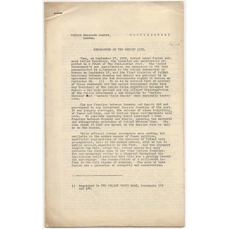 Memorandum on The Curzon Line