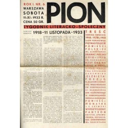 Pion. Tygodnik literacko-społeczny. R.1 (1933). Nr 6 (11 listopada 1933)