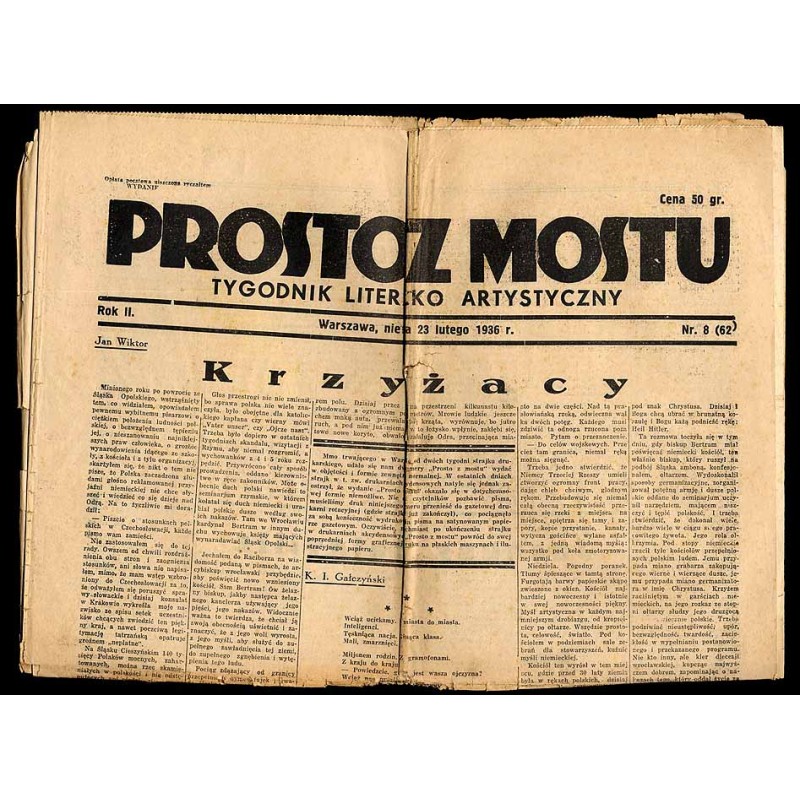 Prosto z Mostu. Tygodnik literacko-artystyczny. R.2 (1936). Nr 8 (62) (23 lutego 1936)