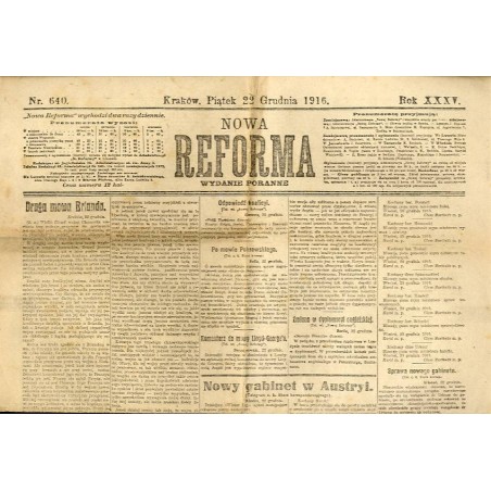Nowa Reforma. R.35 (1916). Nr 640 (22 grudnia 1916). Wydanie poranne