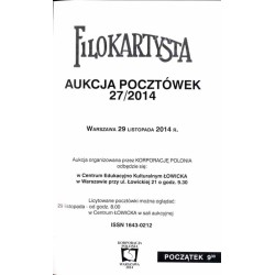 Filokartysta. 27 Aukcja Pocztówek. Warszawa 29 listopada 2014 r