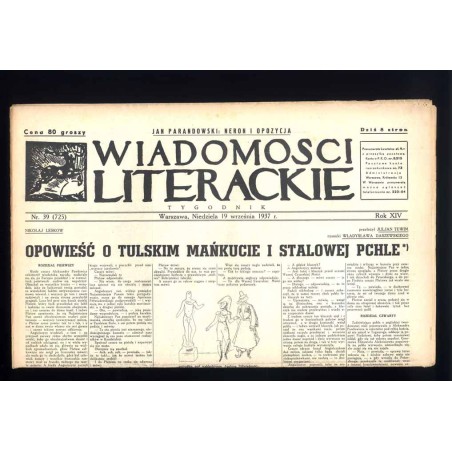 Wiadomości Literackie. Tygodnik. R.14 (1937). Nr 39 (725) (19 września 1937)