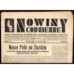 Nowiny Codzienne. Pismo poświęcone sprawom ludu polskiego na Śląsku Opolskim. R.24 (1934). Nr 180 (11 sierpnia 1934)