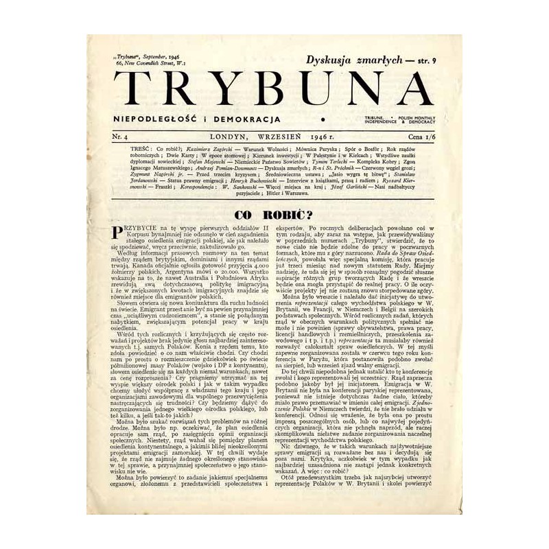 Trybuna. Niepodległość i Demokracja. 1946. Nr 4 (Wrzesień 1946)