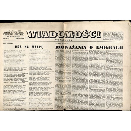 Wiadomości. Tygodnik. R.13 (1 VI 1958) nr 22 (635)