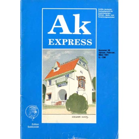 Ak Express. Größte deutsche Fachzeitschrift für Ansichtskarten-, Heimat-, Motiv- und Forschungssammler. (1991). Nr 58 (Januar-Fe