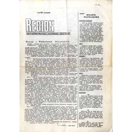 Region. Dwutygodnik RKW NSZZ "Solidarność" Dolny Śląsk. (1988). Nr 13 (22.05.1988)