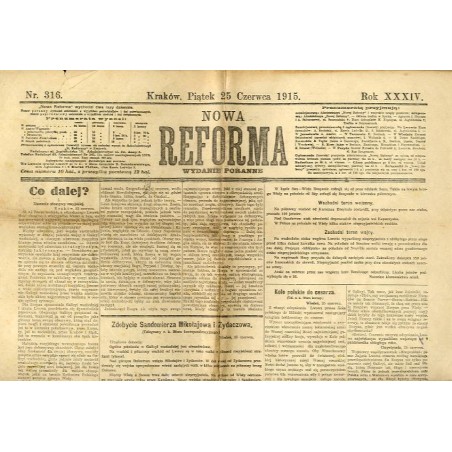 Nowa Reforma. R.34 (1915). Nr 316 (25 czerwca 1915). Wydanie poranne / Szlakiem bojowym Legionów [...]