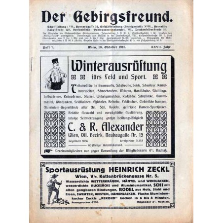 Der Gebirgsfreund. Zeitschrift des Oesterreichischen Gebirgsvereins. 27. Jahrgang (1916). H.7 (10. Oktober 1916)