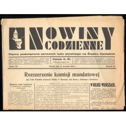 Nowiny Codzienne. Pismo poświęcone sprawom ludu polskiego na Śląsku Opolskim. R.26 (1936). Nr 218 (22 września 1936)