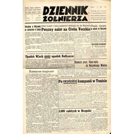 Dziennik Żołnierza. Polska prasa obozowa. Pismo żołnierzy 1. Korpusu Pancerno Mot. R.4 (1943). Nr 114 (849) (17 maja 1943)