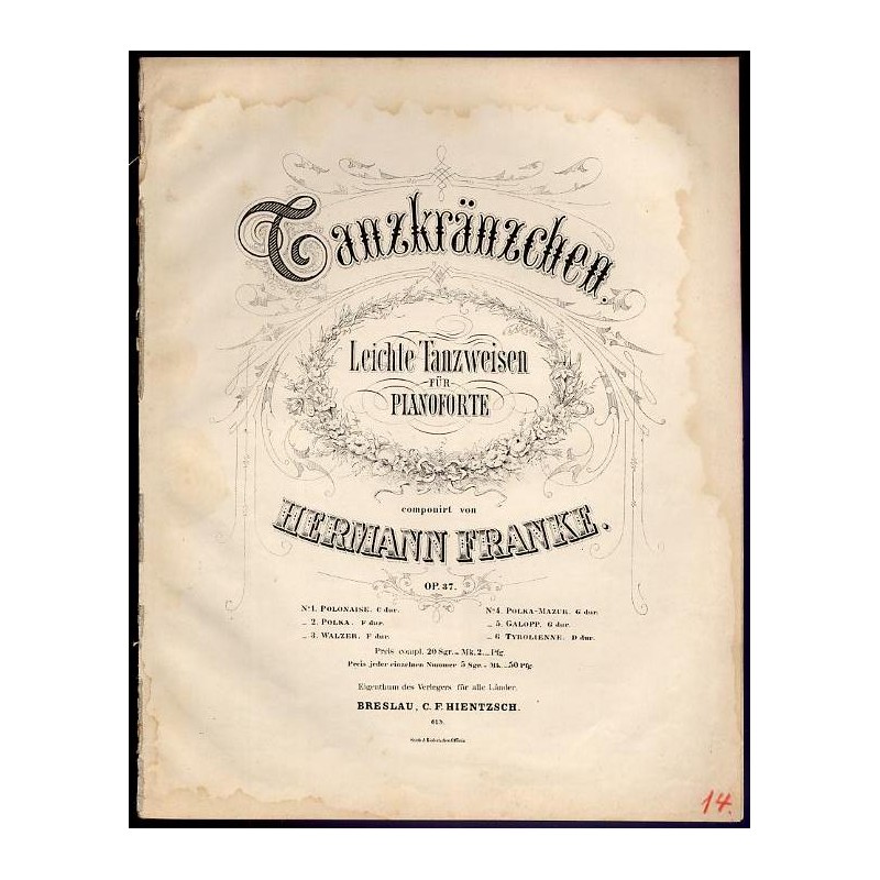 Tanzkränzchen. Leichte Tanzweisen für Pianoforte. Op. 37