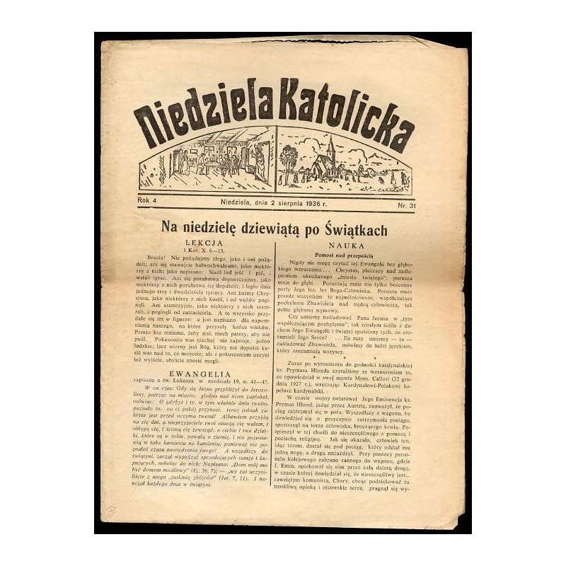 Niedziela Katolicka. R.4 (2 VIII 1936) nr 31