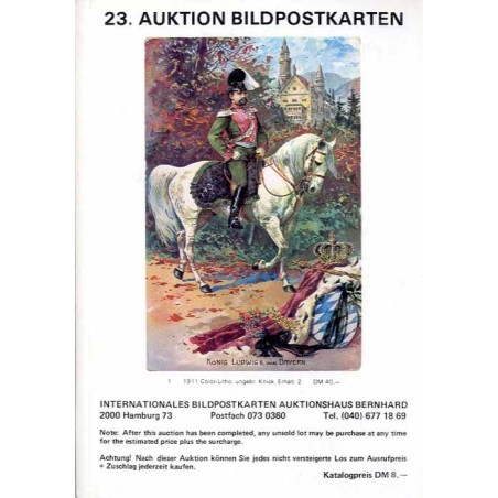 [Martin Bernhard] 23. Auktion Bildpostkarten und Randgebiete der Philatelie Photographica im Gewerkschaftshaus, 2000 Hamburg 1.