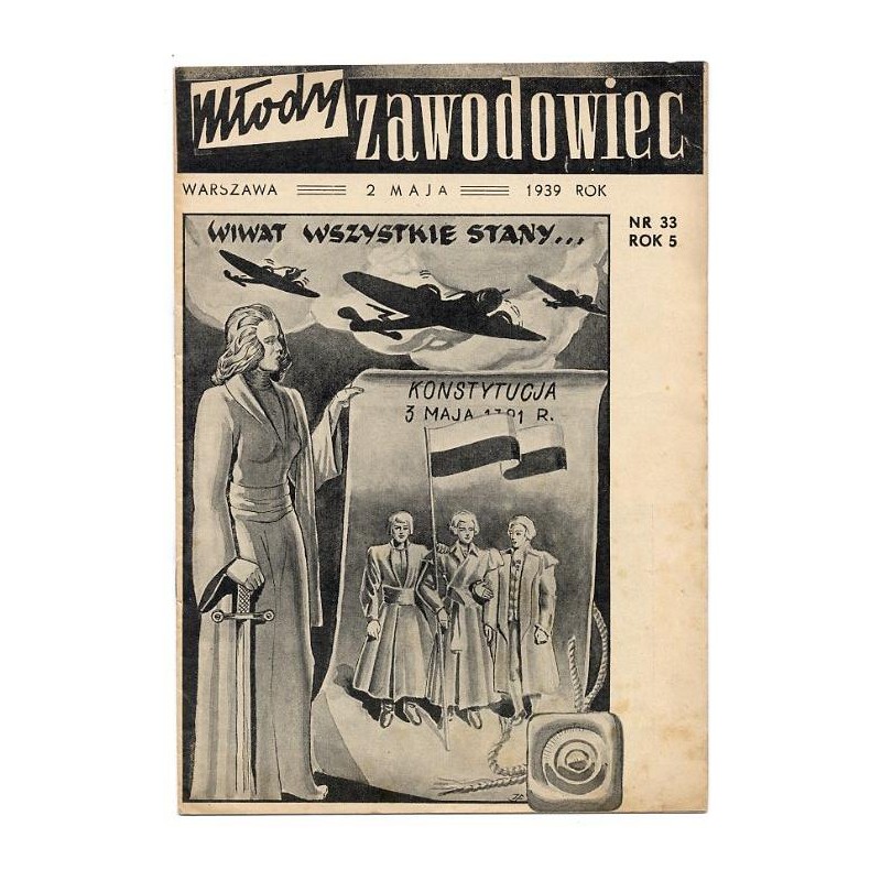 Młody Zawodowiec. R.5 (1939). Nr 33 (2 maja 1939) / Konstytucja 3 maja / PKO / Zaolzie i Trzyniec