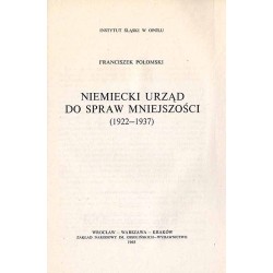 Niemiecki Urząd do Spraw Mniejszości. 1922-1937