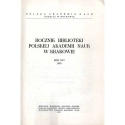 Rocznik Biblioteki Polskiej Akademii Nauk w Krakowie. R.16 (1970)