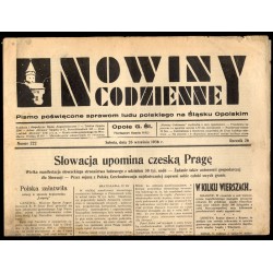 Nowiny Codzienne. Pismo poświęcone sprawom ludu polskiego na Śląsku Opolskim. R.26 (1936). Nr 222 (26 września 1936)