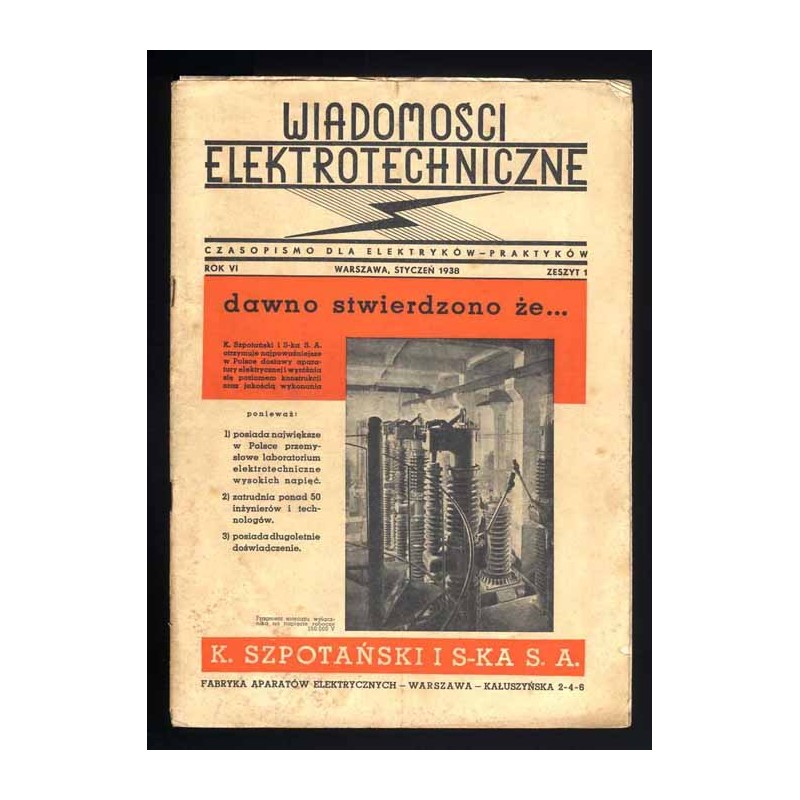 Wiadomości Elektrotechniczne. R.6 (1938). Z.1-11