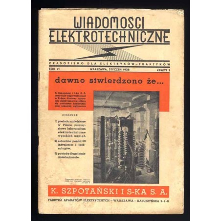 Wiadomości Elektrotechniczne. R.6 (1938). Z.1-11