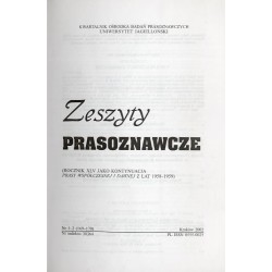Zeszyty Prasoznawcze. Kwartalnik Ośrodka Badań Prasoznawczych, R.45 (2002). Nr 1/2 (169/170) (2002)