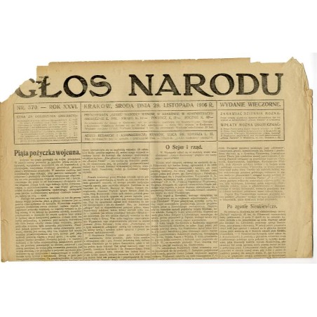 Głos Narodu. R.26 (1916). Nr 570 (29 listopada 1916). Wydanie wieczorne
