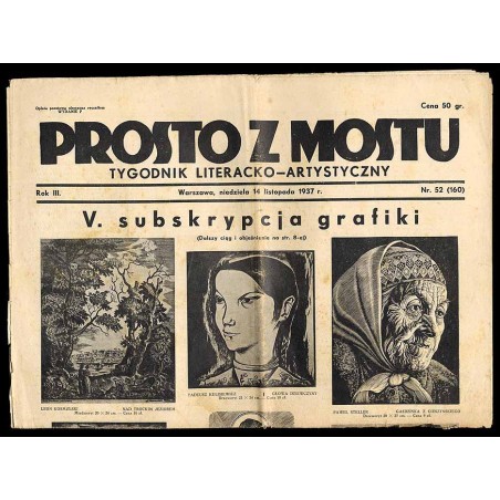 Prosto z Mostu. Tygodnik literacko-artystyczny. R.3 (1937). Nr 52 (160) (14 listopada 1937)
