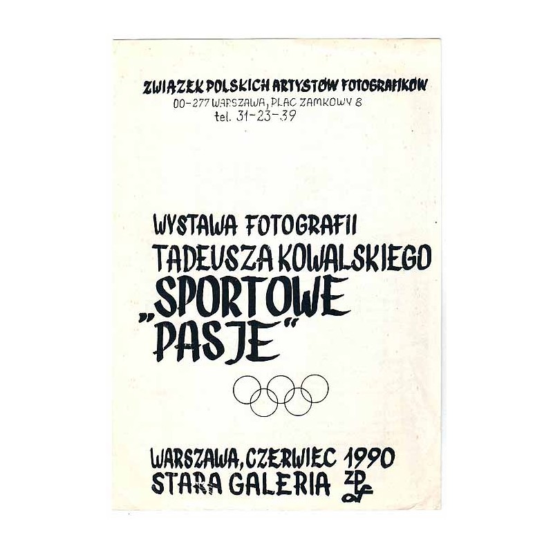 Wystawa Fotografii Tadeusza Kowalskiego "Sportowe Pasje". Warszawa, czerwiec 1990, Stara Galeria ZPAF